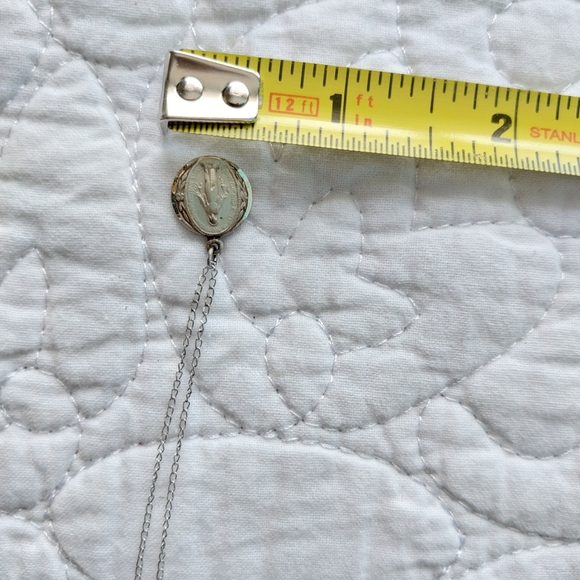 Vtg Sterling Silver Mary Religious Medallion Necklace NEVER WORN NOS Felice w/Bx - Picture 14 of 16